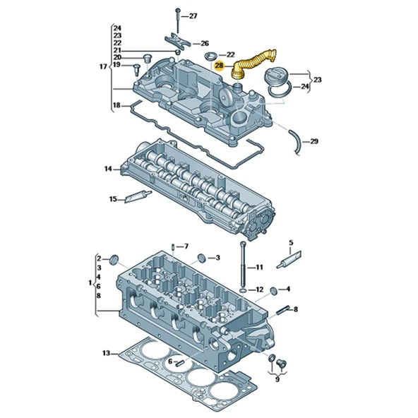Audi A3 HB 2013-2016 1.6TDi Külbütör Kapak Hava Borusu 04L103493 - 3