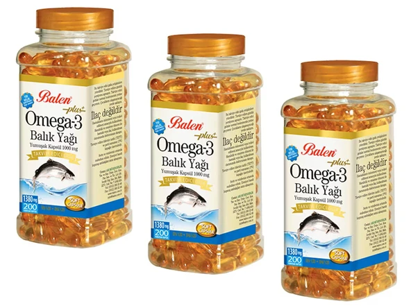 Balen Omega 3 Balık Yağı 1380 mg 200 Kapsül 3'lü ürün görseli 1