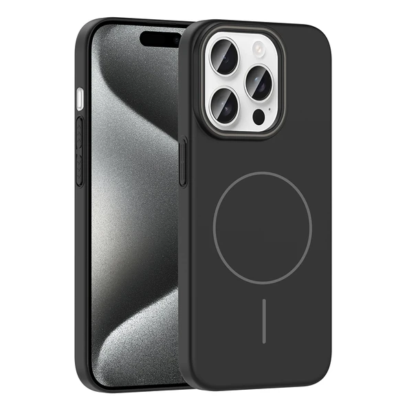 iPhone 15 Pro Max Kılıf Kablosuz Şarj Özellikli Ruby Silikon Kapak