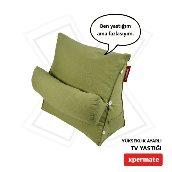 XPERMATE Tv Yastığı Bel Destek Yastığı Sırt Yastığı Boyun Destekli Yastık Ameliyat Sonrası Yastık Koyu Yeşil
