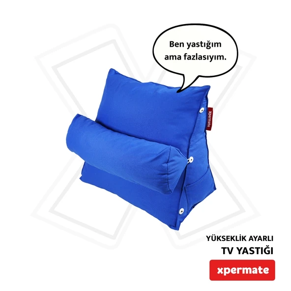 XPERMATE Tv Yastığı Bel Destek Yastığı Sırt Yastığı Boyun Destekli Yastık Ameliyat Sonrası Yastık Koyu Mavi