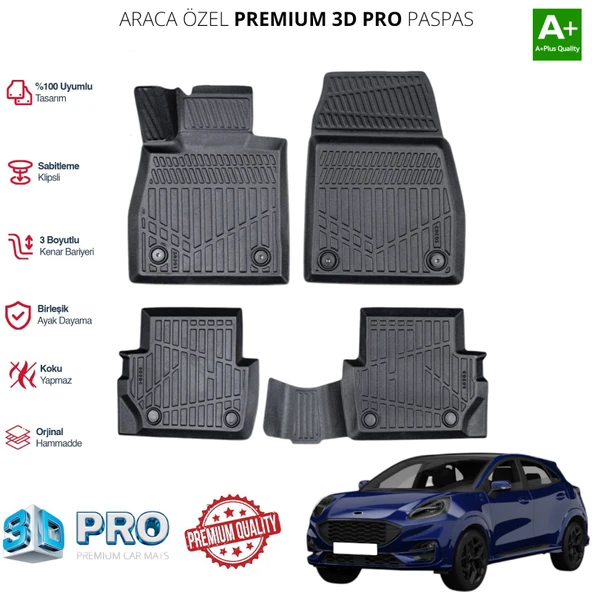 FORD PUMA ARACA ÖZEL 3D PASPAS 2019+ ürün görseli 1