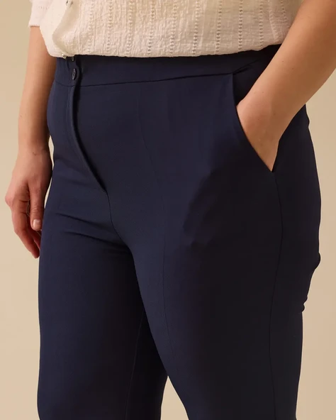 Büyük Beden Beli Büzgülü Duble Paça Pantolon Gala-Xi - Resim 3