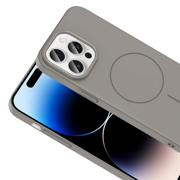 iPhone 14 Pro Max Kılıf Kablosuz Şarj Özellikli Ruby Silikon Kapak - Resim 7