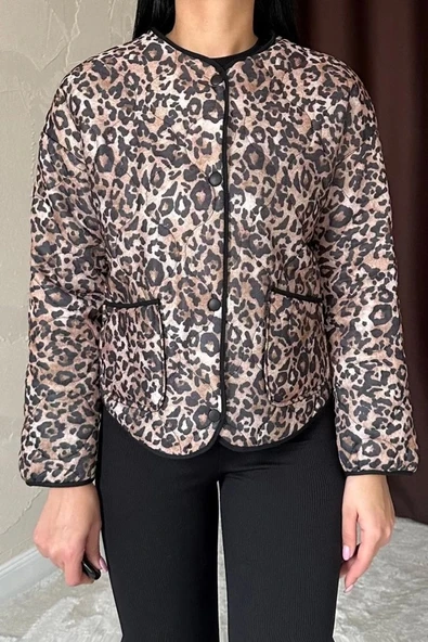 Leopar Leopar Desenli Kapitone Ceket - 2