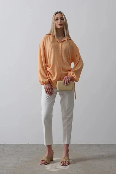 Biye Detaylı Ayrobin Gömlek - Somon