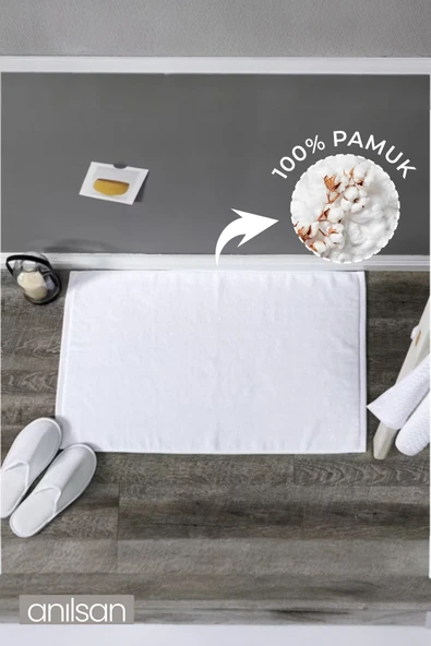 Düz Beyaz Ayak Havlusu - 50x70 Cm, 300 Gr, %100 Pamuk, Spa Ve Otel Banyo Paspası, Günlük Kullanıma Uygun