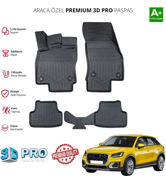 AUDİ Q2 ARACA ÖZEL 3D PASPAS 2017 2018 2019 2020 2021 2022 2023 ürün görseli 1