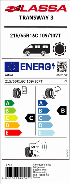 Lassa 215/65R16C 109/107T Transway 3 Oto Yaz Lastiği (Üretim: 2025) - Resim 2