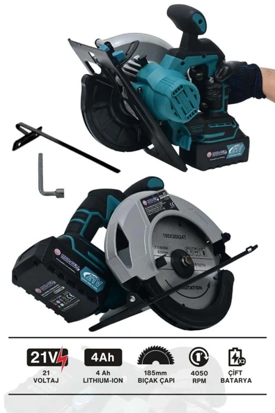 Profesyonel Lazerli Sunta Kesme Daire Testere Makinesi 21V 4.0Ah - Resim 2