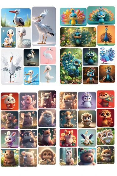 Hayvanlar Alemi 358 ADET 32 Sayfa Sevimli Stickerlar - Resim 6