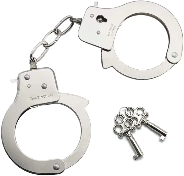 pilelistore Parti Aksesuar Anahtarlı Oyuncak Metal Kelepçe Polis Kelepçesi