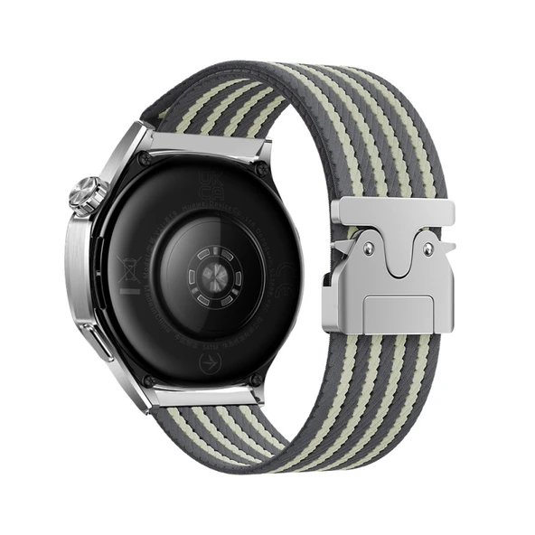 Gear S3 Kordon Hasır Naylon Örgülü ve Özel Metal Toka Tasarımlı Şık KRD133 Kordon