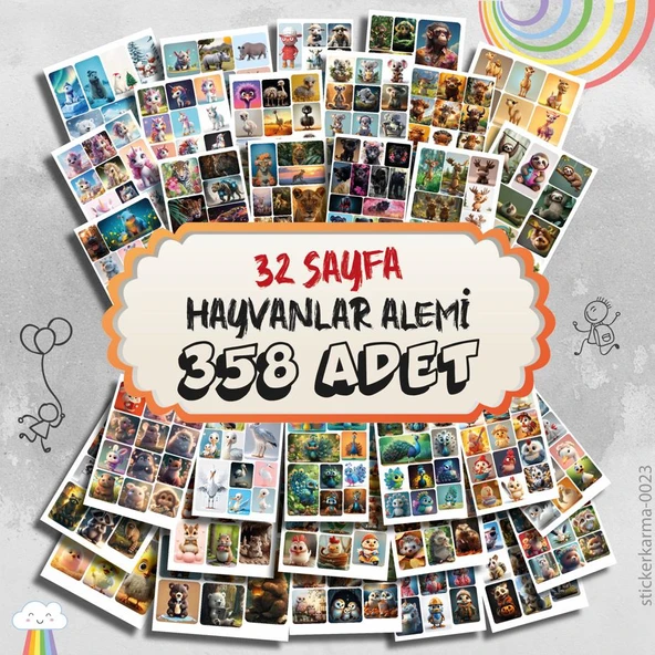 Hayvanlar Alemi 358 ADET 32 Sayfa Sevimli Stickerlar ürün görseli