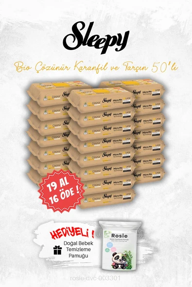 Karanfil ve Tarçın Bio Çözünür 19 AL 16 ÖDE Yüzey Temizleme Havlusu 50'li ve ROSIE