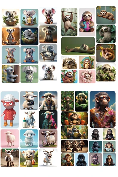 Hayvanlar Alemi 358 ADET 32 Sayfa Sevimli Stickerlar - Resim 2