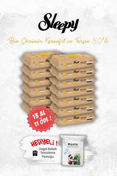 Bio Çözünür Karanfil ve Tarçın 13 AL 11 ÖDE Yüzey Temizleme Havlusu 50'li ve ROSIE ürün görseli