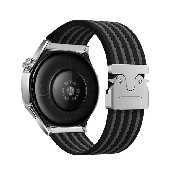 Huawei Watch GT 3 42mm Kordon Hasır Naylon Örgülü ve Özel Metal Toka Tasarımlı Şık KRD133 Kordon