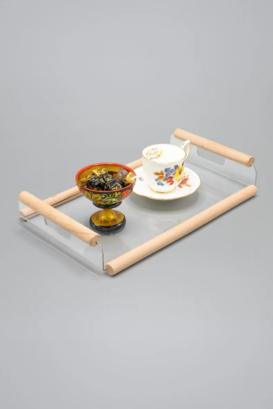 Modern Tasarım Şeffaf Pleksi, Şık Servis ve Sunum Tepsisi