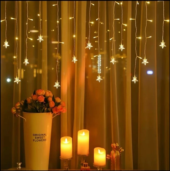pilelistore Yıldız 4m 96 Led 19 Saçak 40-50-60cm Gün Işığı yıldız boyutu:7cm