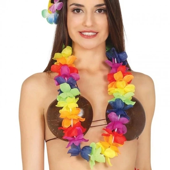 pilelistore Rengarenk Hawaii Boyun Çelengi Havai Partisi Kolyesi 1 Adet