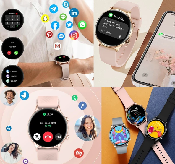 Bunnys Apple iPhone 13 Pro Max Uyumlu Su Geçirmez Akıllı Saat Mini 1.32 İnç AMOLED - Resim 4