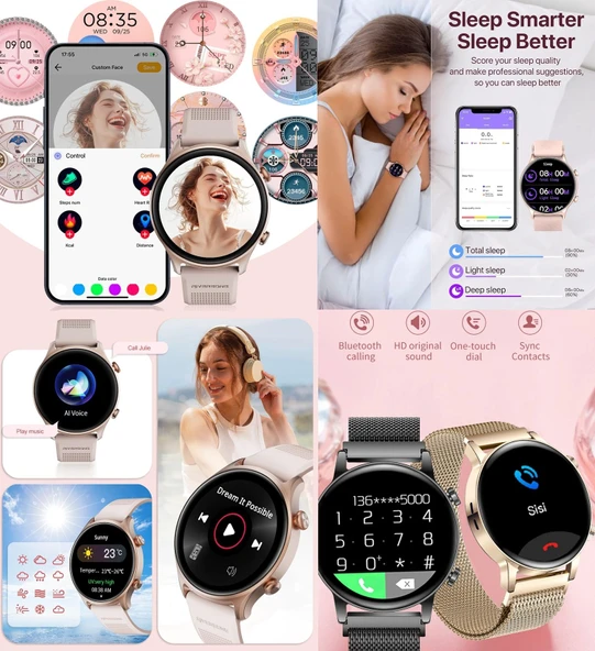 Bunnys Huawei Pocket 2 Uyumlu Su Geçirmez Akıllı Saat Mini 1.32 İnç AMOLED - Resim 2