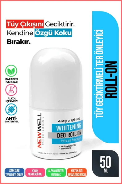 Ter Önleyici Beyazlatıcı Roll-on 50 Ml NEM+ARBUTİN+VİTAMİN C+KOLTUK ALTI BEYAZLATICI
