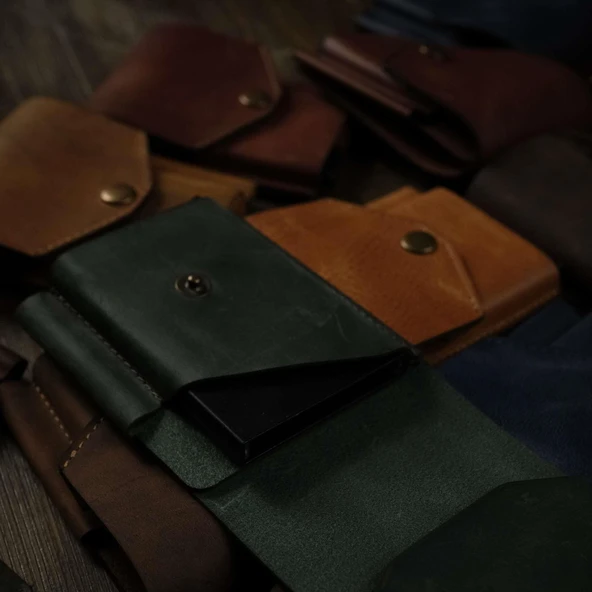 Dikey Mekanizmalı Kalem Kart ve Para Koyma Bölmeli Hakiki Deri Cüzdan ve Kartlık - 8