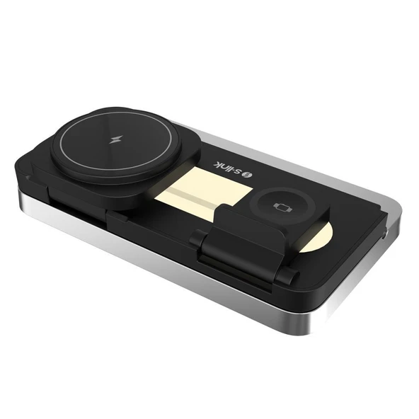 S-link SW-CWF120 Siyah Telefon Kulaklık Akıllı Saat 15W 3 in 1 Magsafe Kablosuz Şarj Cihazı - 4