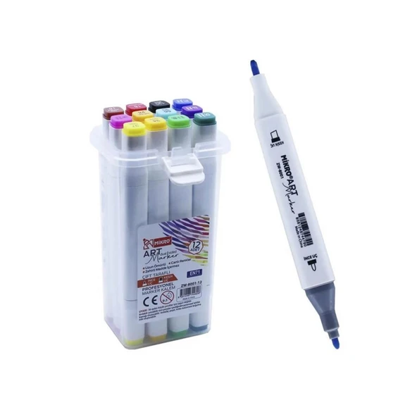 Mikro Zw-8001-12 Art Çift Tarafli Marker Zw-8001-12