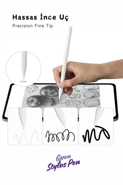 iPad Air M3 2025 11 & 13 inç Uyumlu Manyetik Şarj Olabilen Bluetooth Özellikli USB-C Tablet Kalemi - 5