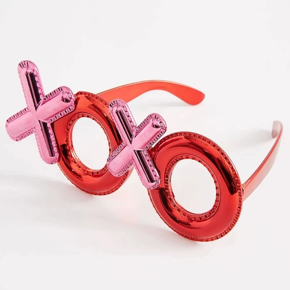 pilelistore Kırmızı Renk Xoxo Yazılı Parti Gözlüğü 17x7 cm