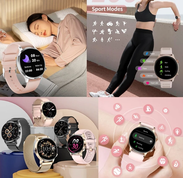 Bunnys Samsung Galaxy M15 Uyumlu Su Geçirmez Akıllı Saat Mini 1.32 İnç AMOLED - Resim 3