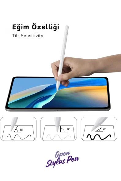 iPad Air M3 2025 11 & 13 inç Uyumlu Manyetik Şarj Olabilen Bluetooth Özellikli USB-C Tablet Kalemi - 4