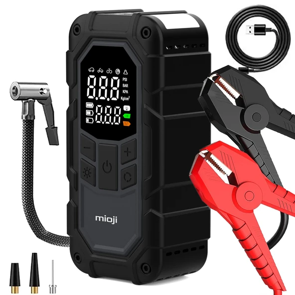 Mioji Mio D8H Plus 4in1 16000MAH 2000A Akü Takviye + Hava Pompası + Led Fener + Powerbank
