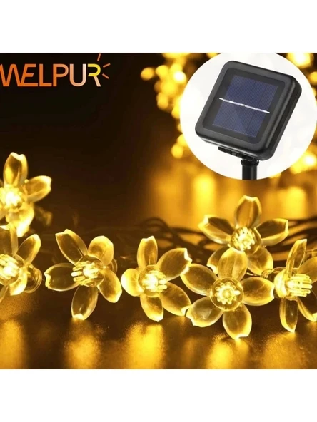 pilelistore Solar 30 Ledli Çiçekli Günışığı Bahçe Aydınlatma Dekorasyon Güneş Enerjili