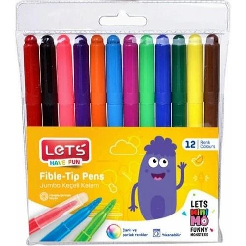 LETS KEÇELİ KALEM 12 RENK JUMBO L-7012