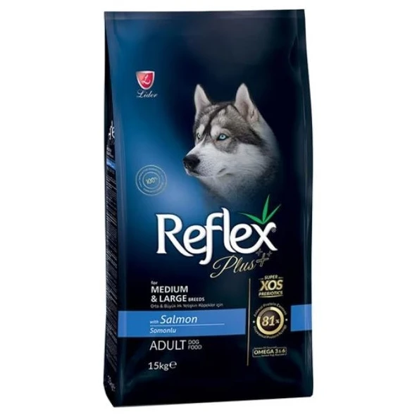 Reflex Plus Somonlu Orta ve Büyük Irk Yetişkin Köpek Maması 15 kg