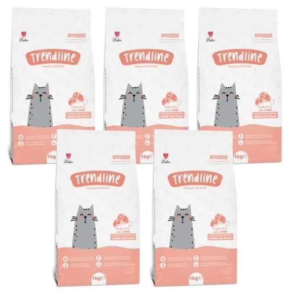 Trendline Kuzu Etli Kedi Maması 1 kg x 5 Adet ürün görseli
