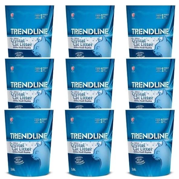 Trendline Tozsuz Silika Kristal Kedi Kumu 3,6 L x 9 Adet ürün görseli