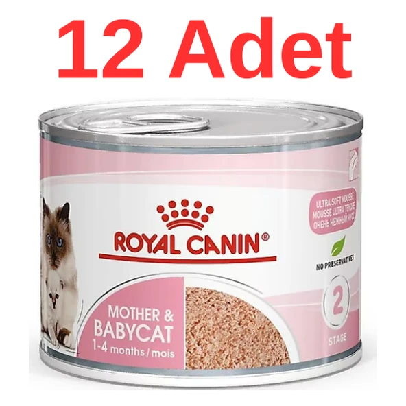 Royal Canin Mother & Babycat  Anne ve Yavru Kediler İçin Konserve 195 gr X 12 Adet