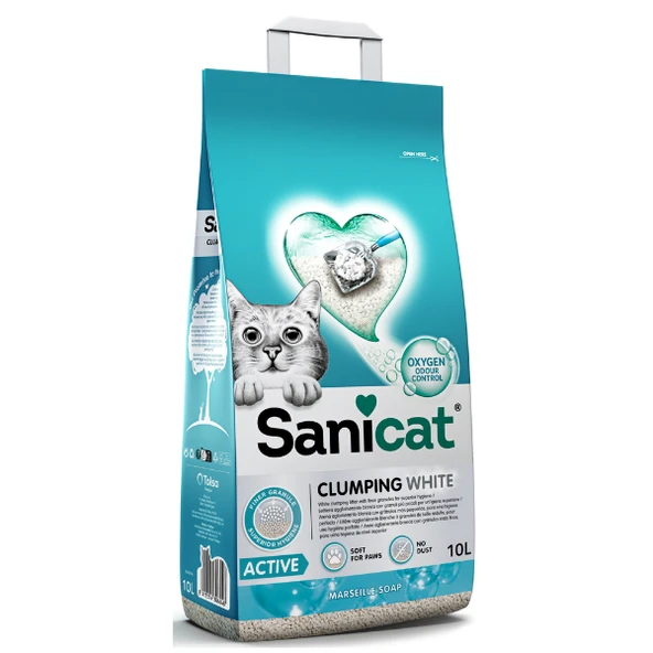 Sanicat Clumping White Marsilya Sabunu Kokulu Kedi Kumu 10 L ürün görseli