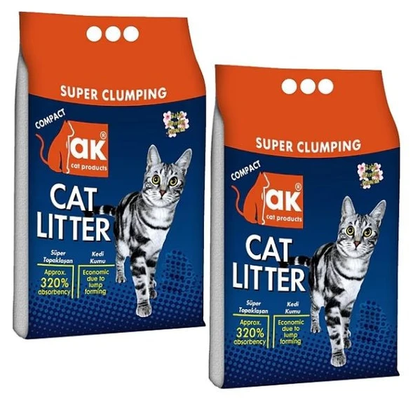 Akkum Bebek Pudrası Kokulu İnce Taneli Kedi Kumu 10 kg x 2 Adet