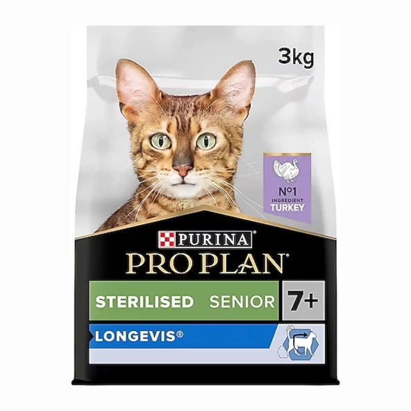Pro Plan Longevis Senior Sterilised Hindi Etli Kısırlaştırılmış Yaşlı Kedi Maması 3 kg ürün görseli