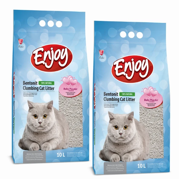 Enjoy Bebek Pudrası Kokulu Kedi Kumu 10 L x 2 Adet