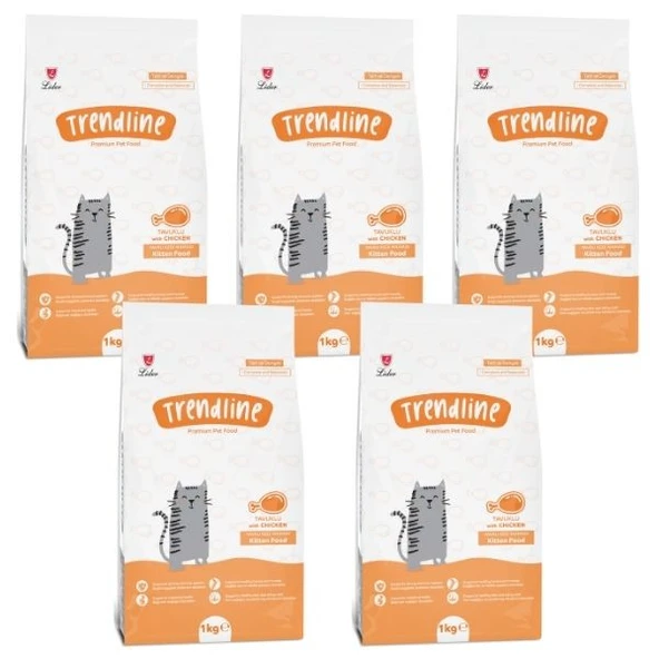 Trendline Kitten Tavuklu Yavru Kedi Maması 1 kg x 5 adet