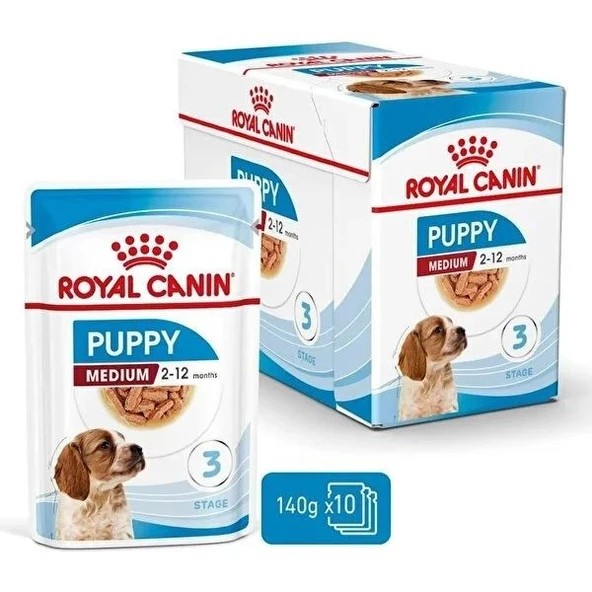 Royal Canin Medium Puppy Yavru Köpek Yaş Maması 140 gr x 10 Adet