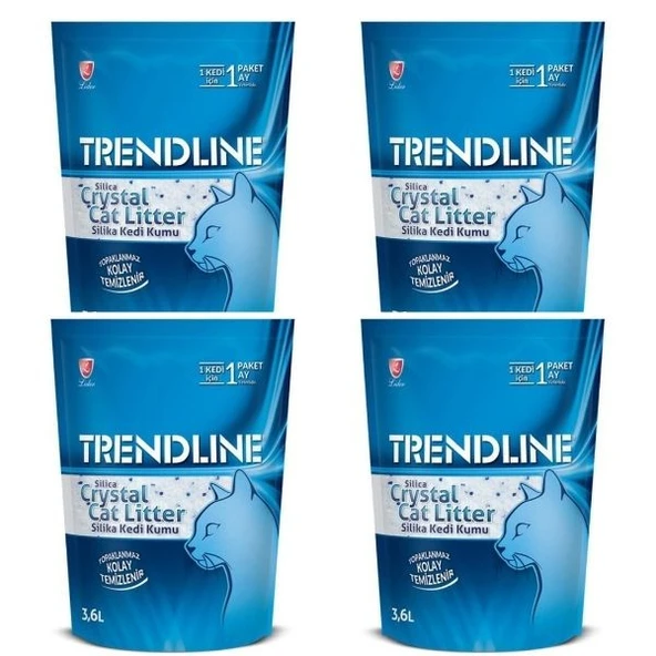 Trendline Tozsuz Silika Kristal Kedi Kumu 3,6 L x 4 Adet