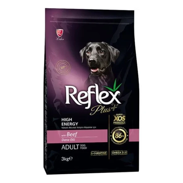 Reflex Plus Biftekli Yüksek Enerjili Yetişkin Köpek Maması 3 kg